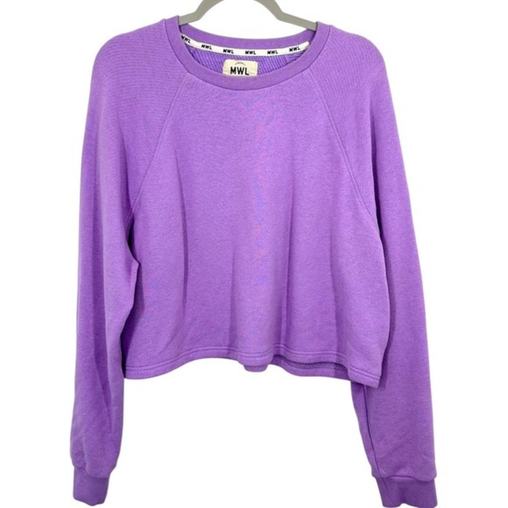 Madewell MWL Size XL Cropped Sweatshirt Lavender Purple Raglan Sleeve‎ Crew Neck